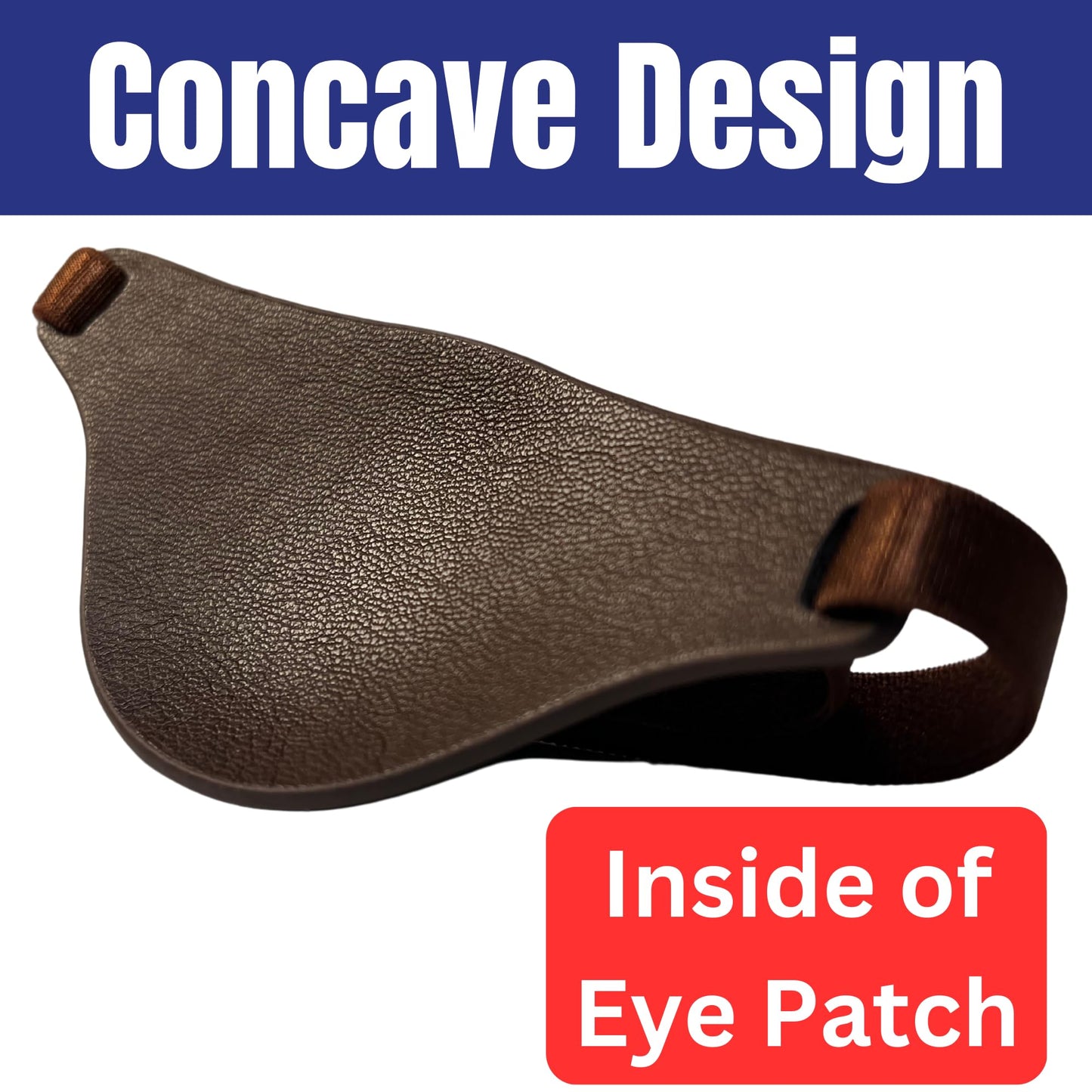 Brown eye patch with concave design on a white background