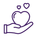 Hand holding heart icon, symbol of comfort and customer care