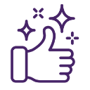Thumbs up icon with sparkles, symbol of quality leather eyepatch approval