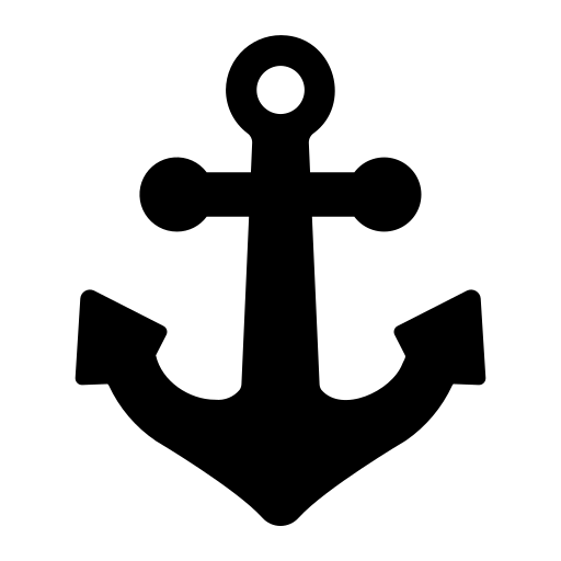 Black anchor symbol for pirate theme on a white background