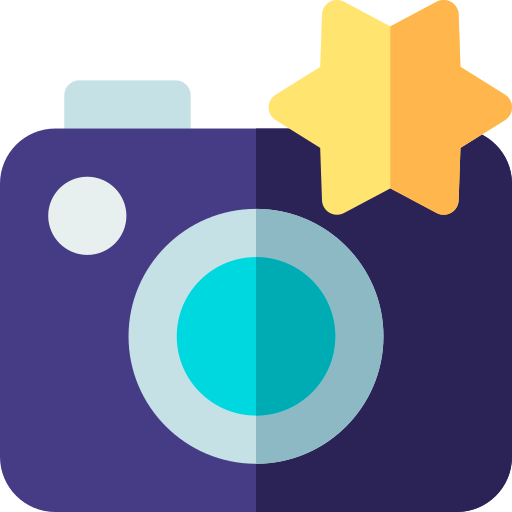 Colorful camera icon illustration for photo ready costume outfit