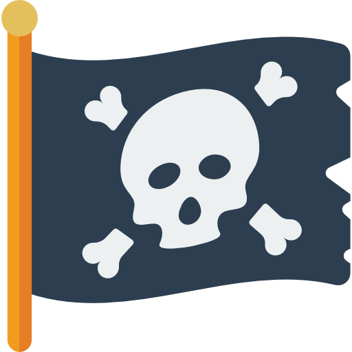 Pirate flag with skull and crossbones on a white background